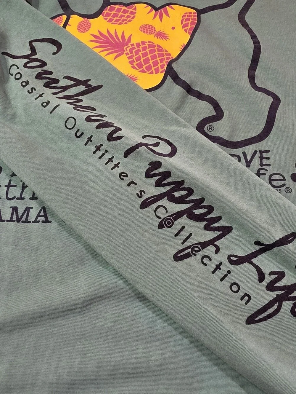 Vintage Southern Puppy Panama City Beach Long Sleeve T-Shirt Womens Medium Teal